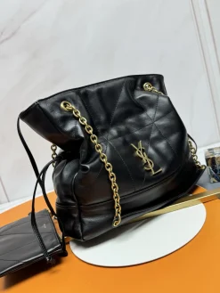 Alternative view of SAINT LAURENT Totes Bags Lamb Leather (Black-Gold) 27X29X11CM E90202608082471