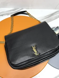 SAINT LAURENT Totes Bags Lamb Leather (Black-Gold) 43X29X9CM G50202608082412