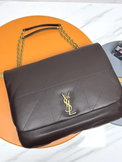 SAINT LAURENT Totes Bags Lamb Leather (Brown-Gold) 43X29X9CM H00202608082068