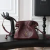 SAINT LAURENT Totes Bags Lamb Leather (Burgundy-Gold) 26X18X11CM E30202608080881