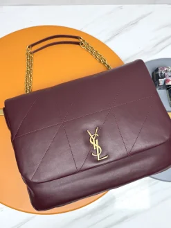 SAINT LAURENT Totes Bags Lamb Leather (Burgundy-Gold) 43X29X9CM G50202608082411