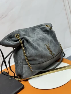 Alternative view of SAINT LAURENT Totes Bags Lamb Leather (Gray-Gold) 34X27X3CM F30202608082472