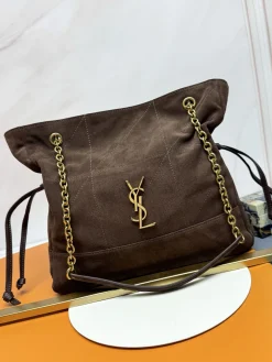 SAINT LAURENT Totes Bags Lambskin (Brown-Gold) 27X29X11CM E50202608082466