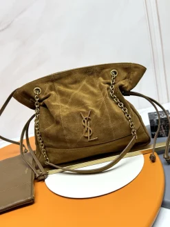 SAINT LAURENT Totes Bags Lambskin (Brown-Gold) 27X29X11CM E50202608082468