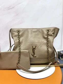 SAINT LAURENT Totes Bags Lambskin Leather (Beige-Gold) 27X29X11CM E90202608082180