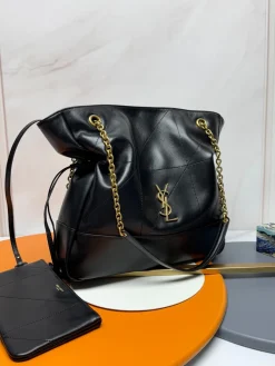 Alternative view of SAINT LAURENT Totes Bags Lambskin Leather (Black-Gold) 34X27X3CM F10202608082479