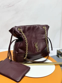 Alternative view of SAINT LAURENT Totes Bags Lambskin Leather (Burgundy-Gold) 27X29X11CM E90202608082045