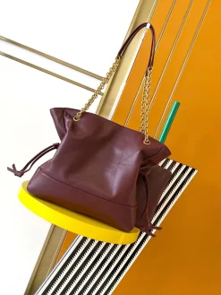 Alternative view of SAINT LAURENT Totes Bags Lambskin Leather (Burgundy-Gold) 27X29X11CM F40202608080327