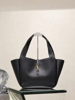 SAINT LAURENT Totes Bags Leather (Black-Gold) 28-47X23X13CM F20202608081423
