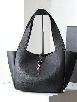 SAINT LAURENT Totes Bags Leather (Black-Gold) 28-47X23X13CM F70202608081206