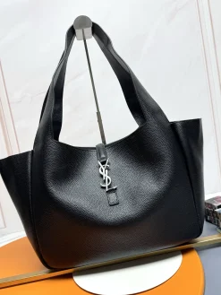 SAINT LAURENT Totes Bags Leather (Black-Silver) 50X28X18CM F00202608082043