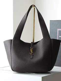 SAINT LAURENT Totes Bags Leather (Brown-Gold) 28X47X23CM F70202608081205