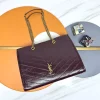 SAINT LAURENT Totes Bags Leather (Burgundy-Gold) 33X27X14CM D90202608082433