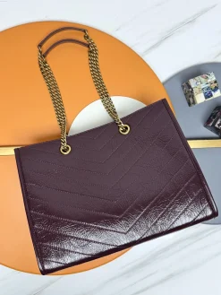 Alternative view of SAINT LAURENT Totes Bags Leather (Burgundy-Gold) 33X27X14CM D90202608082433