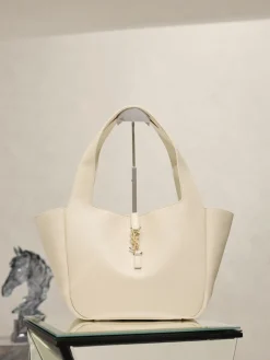 SAINT LAURENT Totes Bags Leather (Cream-Gold) 28X23X13CM F20202608081420