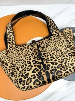 SAINT LAURENT Totes Bags Leather (Leopard-Black) 50X28X18CM H00202608082050