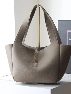 SAINT LAURENT Totes Bags Leather (Taupe-Gold) 28X23X13CM F70202608081204