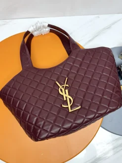 SAINT LAURENT Totes Bags Nappa Lambskin (Burgundy-Gold) 31X28X15CM F50202608082154