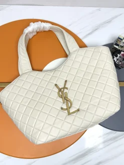 SAINT LAURENT Totes Bags Nappa Lambskin (White-Gold) 31X28X15CM F50202608082153