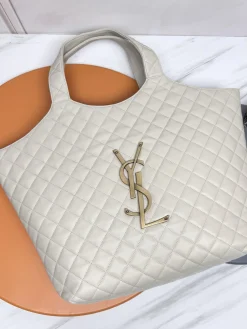 SAINT LAURENT Totes Bags Nappa Lambskin (White-Gold) 58X61X8CM F90202608082157