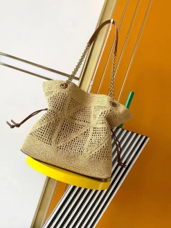 Alternative view of SAINT LAURENT Totes Bags Raffia (Beige-Brown) 35X35X10CM F60202608080479