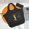 SAINT LAURENT Totes Bags Raffia (Black-Gold) 58X47X8CM F30202608080299
