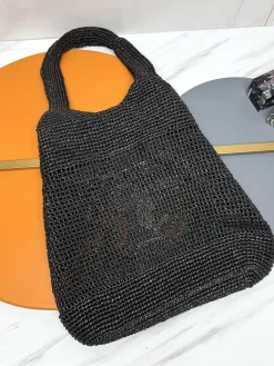 Alternative view of SAINT LAURENT Totes Bags Raffia (Black-Gold) 58X47X8CM F30202608080299