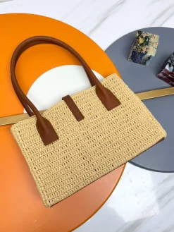 Alternative view of SAINT LAURENT Totes Bags Raffia Leather (Beige-Brown) 29X21X9CM F30202608082586
