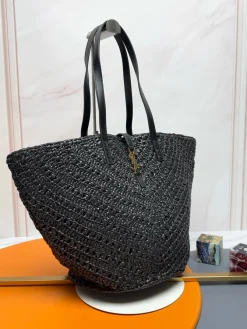 Alternative view of SAINT LAURENT Totes Bags Raffia Leather (Black-Gold) 44X20X21CM F30202608082582