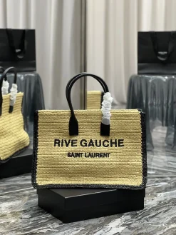 SAINT LAURENT Totes Bags Straw (Beige-Black) 48X36X16CM F50202608080300
