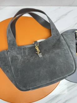SAINT LAURENT Totes Bags Suede Leather (Gray-Gold) 50X28X18CM F30202608082057