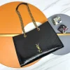 SAINT LAURENT Totes Bags Vintage Calfskin Leather (Black-Gold) 33X27X14CM D90202608082435