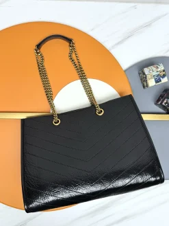 Alternative view of SAINT LAURENT Totes Bags Vintage Calfskin Leather (Black-Gold) 33X27X14CM D90202608082435