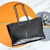 SAINT LAURENT Totes Bags Vintage Calfskin Leather (Black-Silver) 33X27X14CM D90202608082434