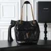 SAINT LAURENT Totes Bags Waxed Calfskin (Black-Gold) 25X30X8-12CM E20202608080782