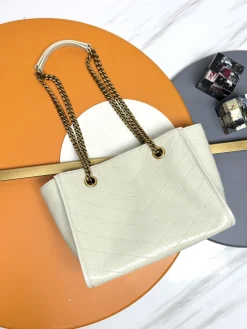 Alternative view of SAINT LAURENT Totes Bags Waxed Calfskin Leather (Cream-Gold) 25X19X10CM D50202608082428