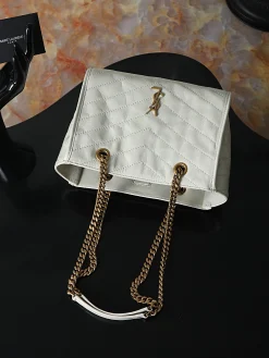 Alternative view of SAINT LAURENT Totes Bags Waxed Calfskin (White-Gold) 25X19X10CM D90202608080794