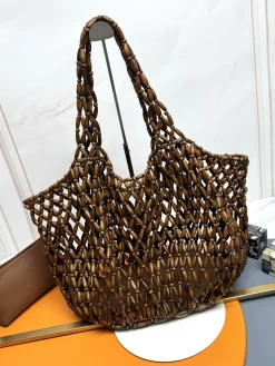 Alternative view of SAINT LAURENT Totes Bags Wood Beads Leather (Brown-Gold) 31-46X28X16CM F00202608080238
