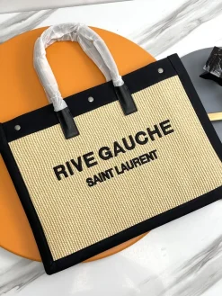 SAINT LAURENT Totes Bags Woven Leather (Black-Beige) 48X36X16CM D90202608080296