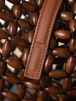 Alternative view of SAINT LAURENT Totes Bags Woven Wood (Brown-Gold) 30X35X10CM E50202608080734
