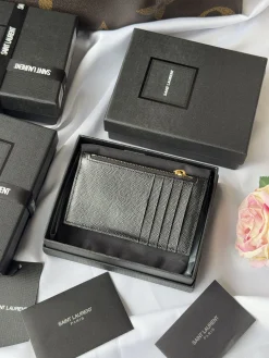 Alternative view of SAINT LAURENT Wallet Bags Calf Leather (Black-Gold) 13X8X2CM A60202608081266