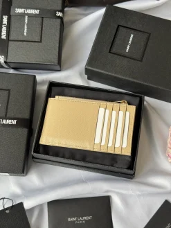 Alternative view of SAINT LAURENT Wallet Bags Calfskin Leather (Beige-Gold) 13X8X2CM A00202608081259
