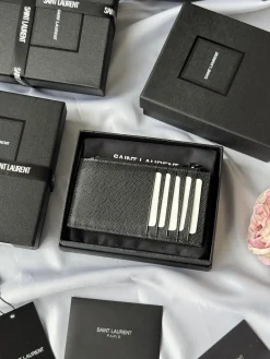Alternative view of SAINT LAURENT Wallet Bags Calfskin Leather (Black) 13X8X2CM A00202608081264