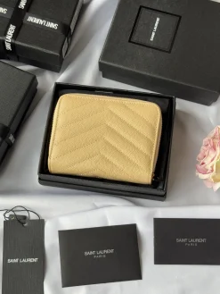 Alternative view of SAINT LAURENT Wallet Bags Caviar Leather (Beige-Gold) 12X10X3CM B00202608081328