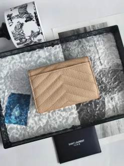 Alternative view of SAINT LAURENT Wallet Bags Caviar Leather (Beige-Gold) 13X9X3CM A60202608081594
