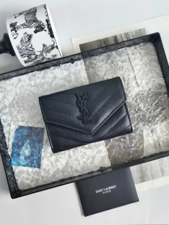 SAINT LAURENT Wallet Bags Caviar Leather (Black) 13X9X3CM A60202608081593