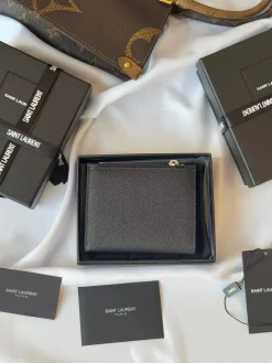 Alternative view of SAINT LAURENT Wallet Bags Caviar Leather (Black-Gold) 12X10X3CM B20202608081584