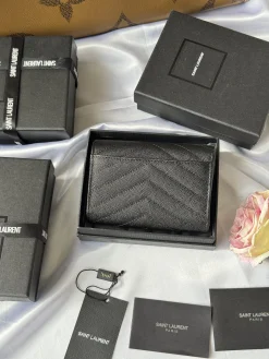 Alternative view of SAINT LAURENT Wallet Bags Caviar Leather (Black-Gold) 13X9X3CM A60202608081347