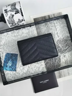 Alternative view of SAINT LAURENT Wallet Bags Caviar Leather (Black-Gold) 13X9X3CM A60202608081591