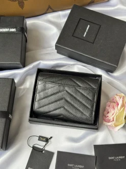 Alternative view of SAINT LAURENT Wallet Bags Caviar Leather (Black-Silver) 13X9X3CM A60202608081348